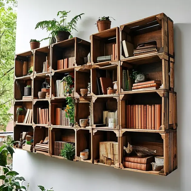 Upcycle Wooden Crates into Chic Bookshelves