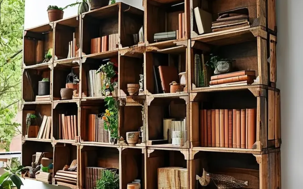 Upcycle Wooden Crates into Chic Bookshelves